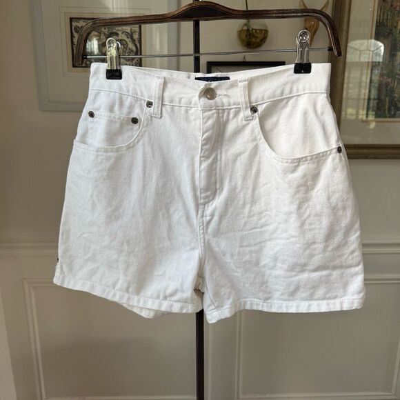 Vintage 90s BUM Equipment White Denim Mom Shorts 7 4 - Picture 1 of 9